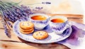 Beautiful teatime with flowers and biscuits digital art