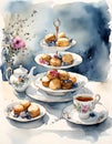 Beautiful teatime with scones and copy space