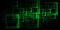 Tech geometric background with green squares