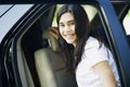 Beautiful teen girl by car door Royalty Free Stock Photo