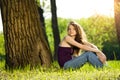 Beautiful teen girl in forest smile Royalty Free Stock Photo