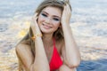 Beautiful teen girl with freckles over her face Royalty Free Stock Photo