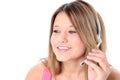 Beautiful Teen Girl With Headset Over White Royalty Free Stock Photo