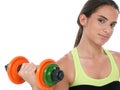 Beautiful Teen Girl Holding Colorful Weights Royalty Free Stock Photo