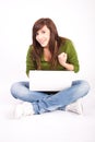 Beautiful teen girl with laptop Royalty Free Stock Photo