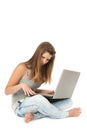 Beautiful teen girl with laptop computer Royalty Free Stock Photo