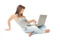 Beautiful teen girl with laptop computer Royalty Free Stock Photo