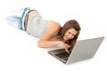 Beautiful teen girl with laptop computer Royalty Free Stock Photo