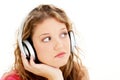 Beautiful Teen Girl Listening To Headphones