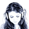 Beautiful Teen Girl Listening To Headphones