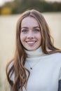 Beautiful teen girl portrait outdoors. Smiling and looking at the camera Royalty Free Stock Photo