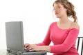 Beautiful Teen Girl Working On Laptop Royalty Free Stock Photo