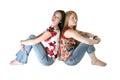 Beautiful Teen Sisters Over Wh Royalty Free Stock Photo