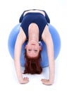Beautiful Teenage Girl Back Stretch Over Exercise Ball Royalty Free Stock Photo