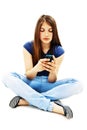 Beautiful teenage girl with cell phone Royalty Free Stock Photo