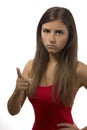 Beautiful teenage girl portrait angry threatening