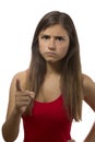 Beautiful teenage girl portrait angry threatening