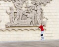 Beautiful teenage girl roller-skating Royalty Free Stock Photo