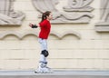 Beautiful teenage girl roller-skating Royalty Free Stock Photo