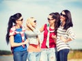 Beautiful teenage girls or young women having fun Royalty Free Stock Photo