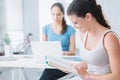 Teen girls studying at home Royalty Free Stock Photo