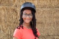 Beautiful teenager with helmet to learning to ride