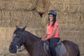 Beautiful teenager with his horse learning to ride Royalty Free Stock Photo