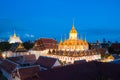 Beautiful temple (Wat Ratchanatdaram) at twilight time in Thaila