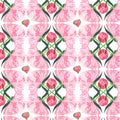 Beautiful tender abstract graphic herbal floral composition of a pink peonies with green leaves pattern