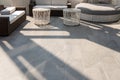 Beautiful terrace, grey floor tile outdoor Royalty Free Stock Photo