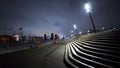 Beautiful terrace at Hamburg harbor by night