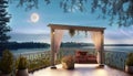 beautiful terrace by the lake suitable as background