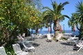 Beautiful Terrace with lemon trees overlooking the sea in Sorrento Italy Royalty Free Stock Photo