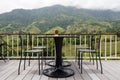Beautiful terrace lounge with mountain view Royalty Free Stock Photo