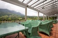 Beautiful terrace lounge with mountain view Royalty Free Stock Photo