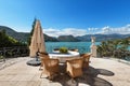 Beautiful terrace overlooking the lake Royalty Free Stock Photo