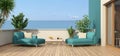 Beautiful terrace overlooking the sea Royalty Free Stock Photo