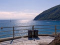 a beautiful terrace overlooking the sea in the Gulf of Moneglia, Ligurian sea, Italy Royalty Free Stock Photo