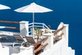 Beautiful terrace with sea view in Santorini Royalty Free Stock Photo