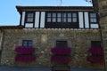 Beautiful Terrace With Some Beautiful Purple Flowers Decorating It In The Villa Of Pots. Nature, Architecture, Travel.