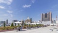 Beautiful terrace on Tokyo Tsukiji fish market on a sunny day, Japan