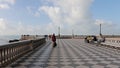 The beautiful Terrazza Mascagni in the Tuscan city of Livorno. The Terrazza is a checkered floor belvedere facing the sea. Royalty Free Stock Photo