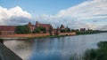 Beautiful teutonic castle at Malbork. View from the bridge. Poland