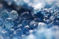 Beautiful texture of Blue crystals. mineral its blurred natural background. Winter Beautiful background.