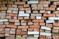 Beautiful texture old brick from big wall block, natural structure close up Royalty Free Stock Photo