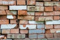 Beautiful texture old brick from big wall block, natural structure close up Royalty Free Stock Photo