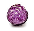 Beautiful texture red cabbage cut in half isolated on a white background Royalty Free Stock Photo