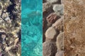 Beautiful textures of nature, Collage water and stone