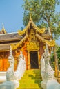 Beautiful Thai architecture Buddhist temple at Wat Ram Poeng (Tapotaram) temple, Chiang Mai, Thailand. Wat Rampoeng is one of famo