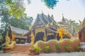 Beautiful Thai architecture Buddhist temple at Wat Ram Poeng (Tapotaram) temple, Chiang Mai, Thailand. Wat Rampoeng is one of famo